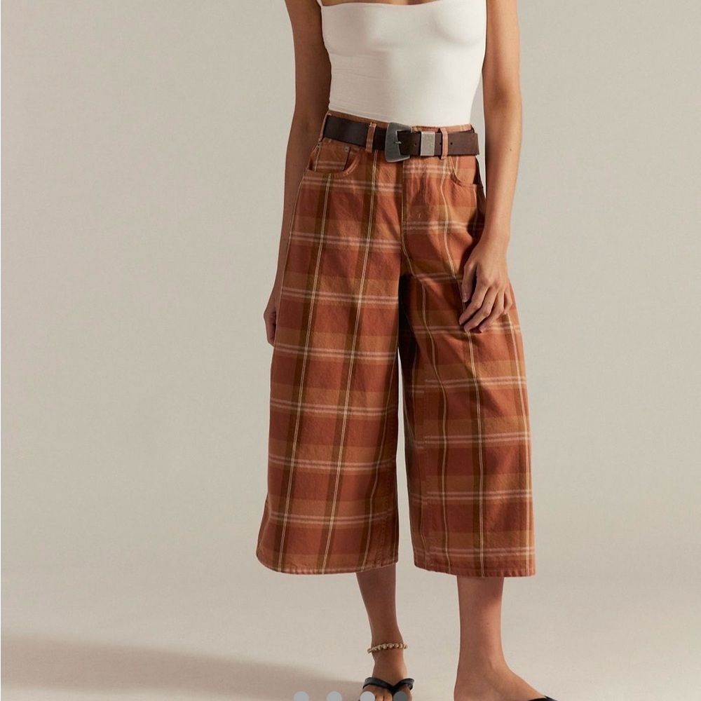 We the Free High Top Wide Crop Plaid Jeans - Picture 2 of 2